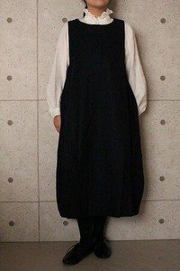 【2022秋冬】日本製 ウールエターミン裾ピンタックコクーンワンピースNo819198