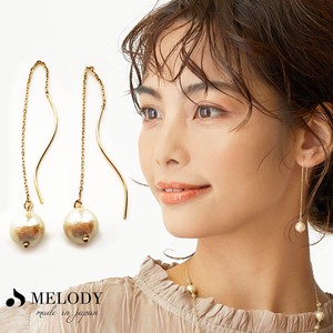 金耳针耳环（黄金） 棉 宝石 珍珠 日本制造