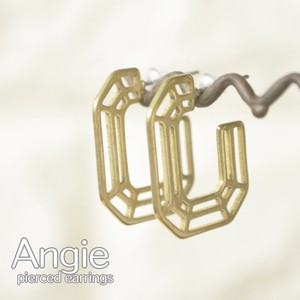 【Angie】 無垢真鍮 モザイクスクエアシェイド ゴールド ピアス！シンプル＆フェミニン