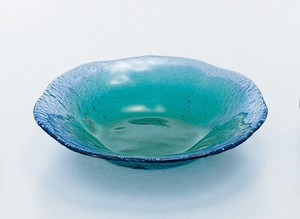 《日本製》珊瑚の海 中皿【ガラス 鉢】【ハンドメイド】【サラダ】【割烹】【和食】