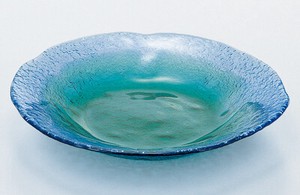 《日本製》珊瑚の海 大皿【ガラス 鉢】【ハンドメイド】【サラダ】【割烹】【和食】