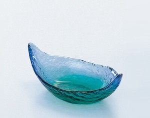 《日本製》珊瑚の海 舟型ちょこ【猪口】【ガラス 鉢】【ハンドメイド】【割烹】【和食】