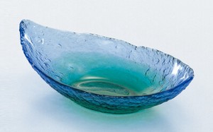 《日本製》珊瑚の海 舟型洗鉢【ガラス 鉢】【ハンドメイド】【割烹】【和食】
