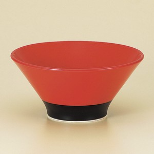 ≪メーカー取寄≫赤釉ハマ黒6.5麺鉢
