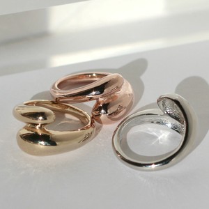 日本製 ジュエリー リング シンプル フォークリング 大きめ 大ぶり 指輪 メタル ニュアンス ワイド