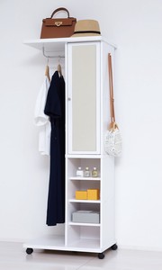With Mirror Clothes Hanger Rack White