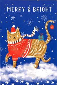 MIN CARD Christmas Scarf Cat Cat Message Card