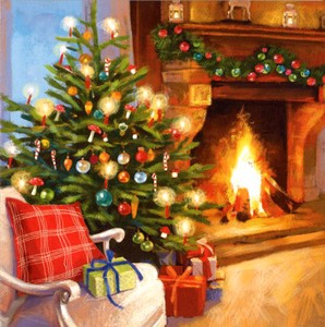 グリーティングカード クリスマス「暖炉のプレゼント」 メッセージカード