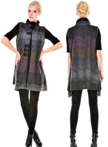 Vest/Gilet Brushing Fabric Design A-Line Stand-up Collar