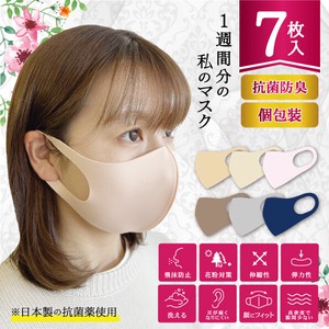 【7枚入】日本製の抗菌薬使用 洗えるマスク 抗菌マスク  マスク 私らしく 血色カラー チークマスク カラー