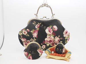 3-unit Set Coin Purse Bag Pouch Bag Charm Rose Cat Black