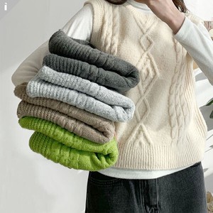 Ladies SALE【セーター・ニット】パターン　 ベスト　スタンダード　Vネック　ニット　Vest knit