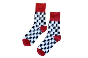 FAKUI EC Socks RED Gigging Checker Flag Socks