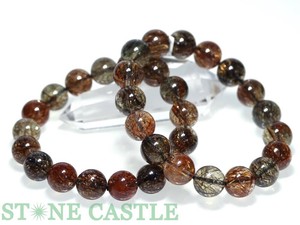☆高品質☆【ブレスレット】ブラックタイチンスーパーセブン (5A) (約14〜14.5mm) 【天然石】