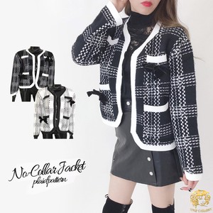 Cardigan Knitted Jacket Checkered Non-colored Jacket 2 3 74