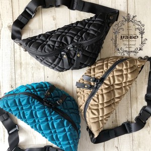 Quilt Waist Bag Genuine Leather Combi