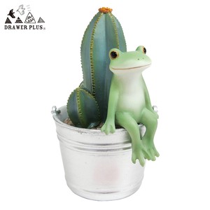 Ornament Frog Copeau Cactus Sitting Frog