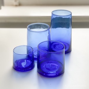 【予約販売】モロッコ製・リサイクルグラス：コーン型 　ブルー　//キッチン