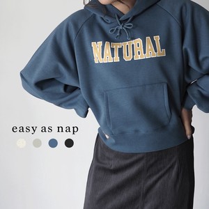 【easy as nap】【2021秋冬】 NATURAL プリント 裏起毛ラグランショートパーカー