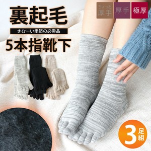 【ふわっふわ&超あったか☆】 婦人　あったか裏起毛5本指ソックス　極厚/パイル/3カラー展開