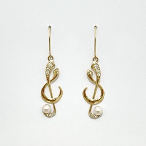 Pierced Earrings Gold Post Pearls/Moon Stone Pearl