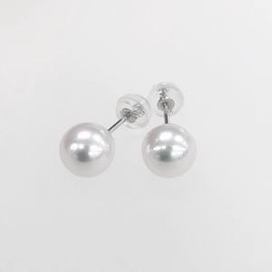 Pierced Earring Gold Post Pearls/Moon Stone 7.0 ~ 7.5mm