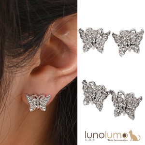 Pierced Earringss sliver Butterfly Sparkle Rhinestone Ladies'