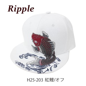 【Ripple】刺繍フラットキャップ 紅鯉 オフ