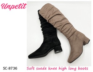 Over the Knee Boots Shirring Suede