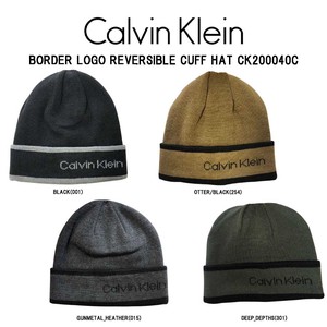 Calvin Klein(カルバンクライン)ニット帽 キャップ メンズ BORDER LOGO REVERSIBLE CUFF HAT CK200040C