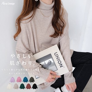 Sweater/Knitwear Plainstitch Oversized Knitted Long Sleeves Tops Turtle Neck