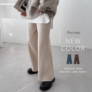 Full-Length Pant Wide Straight Ribbed Knit