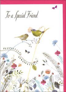 グリーティングカード 誕生日/バースデー 「手紙を運ぶ鳥と花」 フラワー メッセージカード