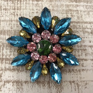 Beads Embroidery Glitter Brooch Flower Turquoise