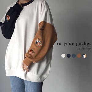 【in your pocket by stippy】【2021秋冬】袖ドイツ刺繍 ガゼット付きBIGトレーナー