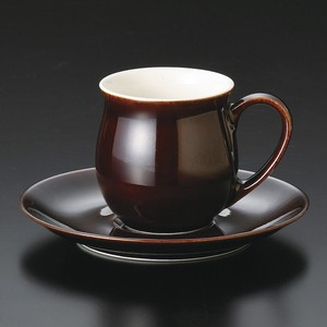 コーヒーカップ&ソーサー パルファンこげ茶釉 日本製 美濃焼 モダン 陶器