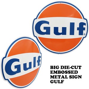 BIG ダイカット エンボス メタル サイン GULF OIL