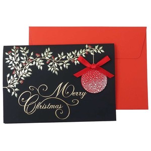 【グリーティングカード】CHRISTMAS イタリア製クリスマスカード リボンレッド