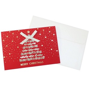 【グリーティングカード】CHRISTMAS イタリア製クリスマスカード ツリー リボンレッド