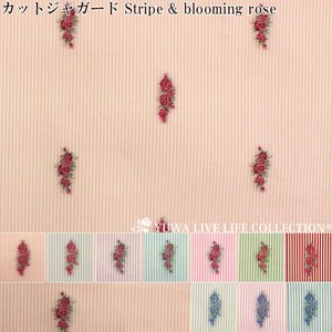 Cut Jacquard Stripe Peach Red Rose Fabric Floral Pattern 4 39