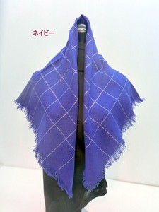 秋冬新作）スカーフ　アクリルラメ格子日本製四角スカーフ