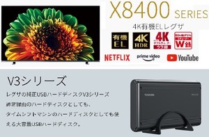 【アウトレット】録画もすぐできるセット ネット動画対応 48V型X8400(R)×USBハードディスク THD-400V3