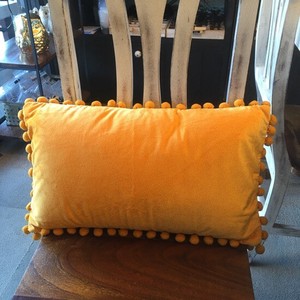 Cotton Velvet Bonbon Cushion Yellow 30 50 cm