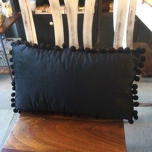 Cotton Velvet Bonbon Cushion Black 30 50 cm