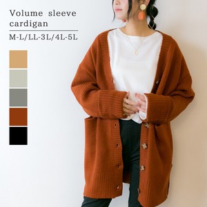 Sweater/Knitwear Knitted Tops Cardigan Sweater Puff Sleeve