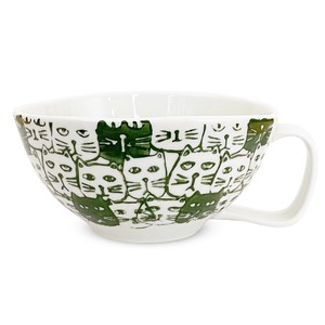HASAMI Ware Made in Japan Soup Cup 6cm Cat Green