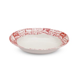 Hasami ware Side Dish Bowl Red Cats M Made in Japan