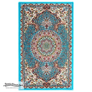ペルシャ　絨毯　機械織　玄関マット　50×80cm　サーラール柄　ブルー