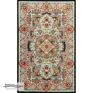 ペルシャ　絨毯　機械織　玄関マット　50×80cm　トュウバ柄　ブルー