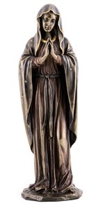 聖母マリア像 ブロンズ風彫像 彫刻 高さ約29cmカトリック教会 洗礼 福音 キリスト(輸入品